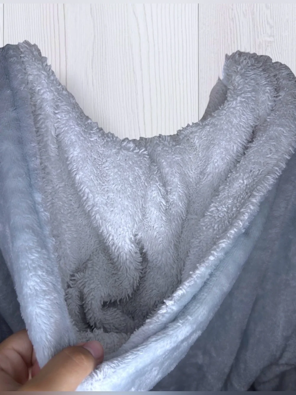 RUE21 Grey Plush Sherpa-Lined Hooded Robe | 